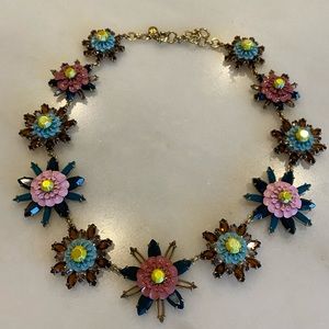 J.Crew Rare Intricately Jeweled Floral Choker necklace- Rich colors